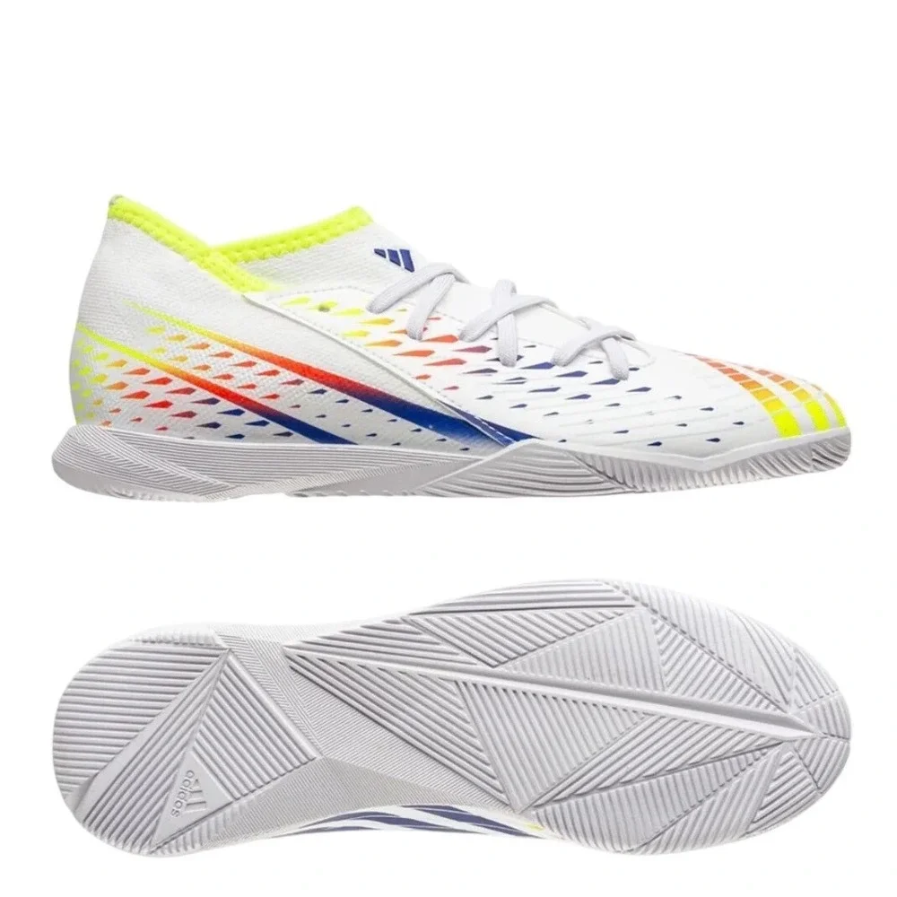 Adidas Predator Edge.3 Indoor Soccer Shoes White Solar Yellow GV8517 Mens 10.5